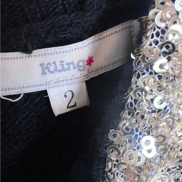 Kling  Black Sweater Dress Gold Glitter Peter Pan Collar - Picture 6 of 11